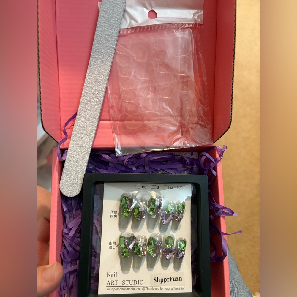 Green and Purple Nail Art Set Size Large